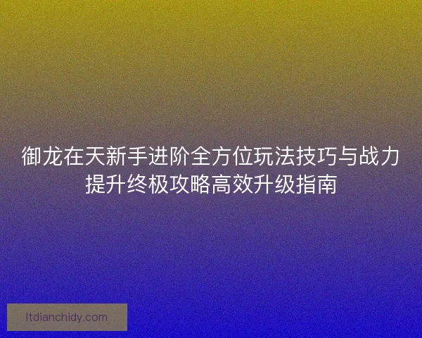 御龙在天新手进阶全方位玩法技巧与战力提升终极攻略高效升级指南